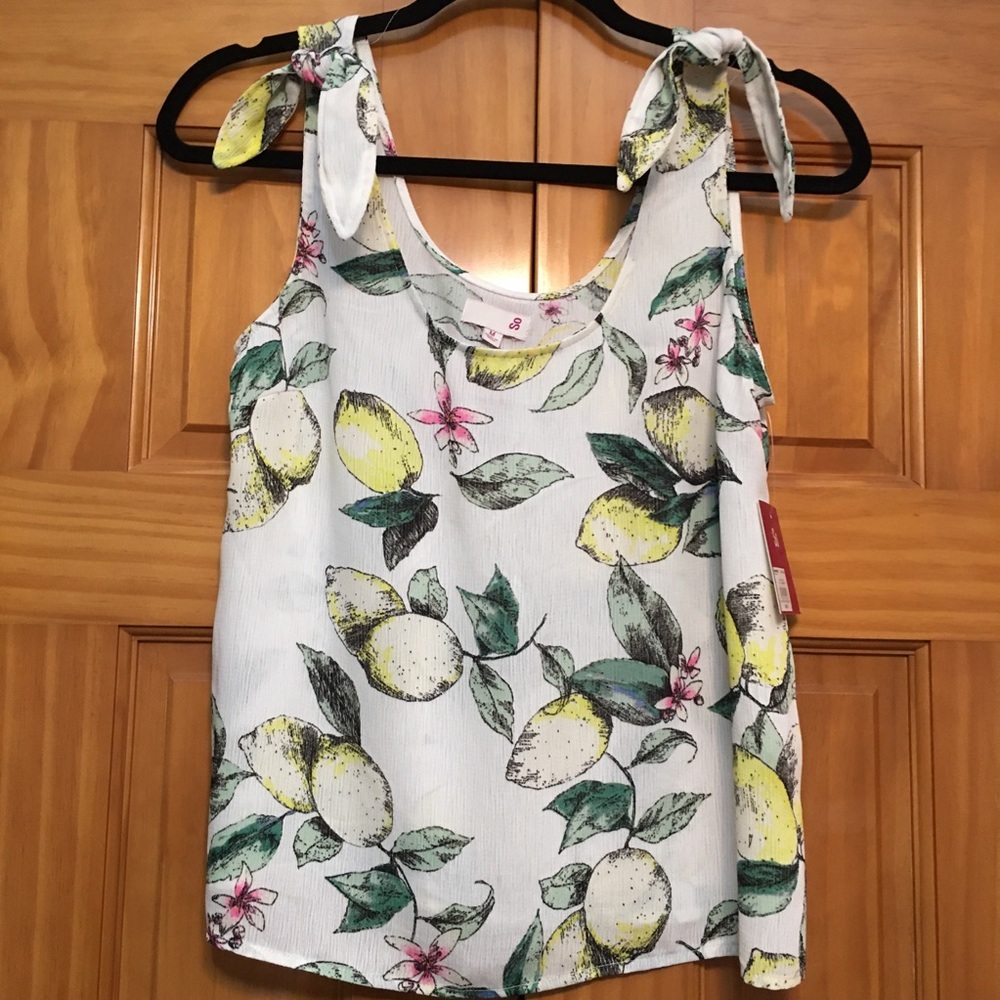 So Lemon Knotted Shoulder Top - NWT Size Medium